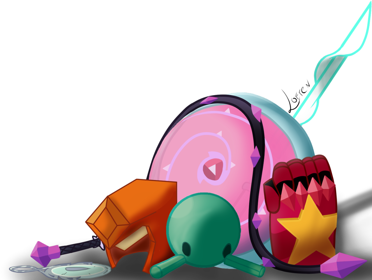 Pearl's Spear, Garnets Gauntlet, Amethyst's Whip, Lapis's - August 15 (1280x975)