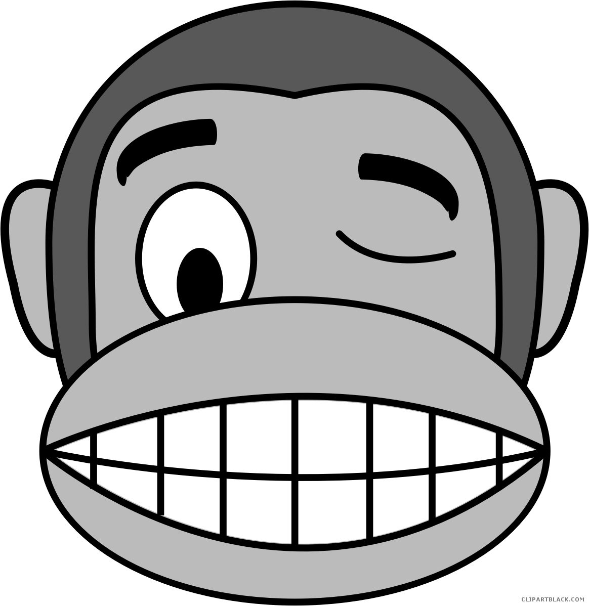 Monkey Emojis Animal Free Black White Clipart Images - Happy Monkey Emoji Pillow Case (1164x1198)