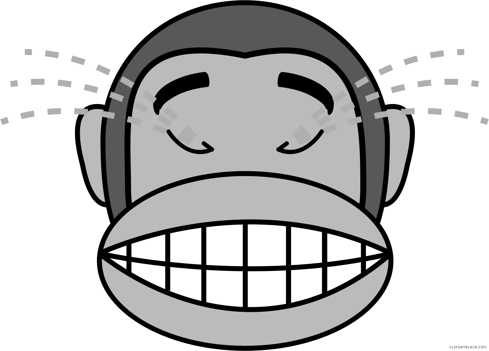 Monkey Emojis Animal Free Black White Clipart Images - Happy Monkey Emoji Pillow Case (1648x1184)