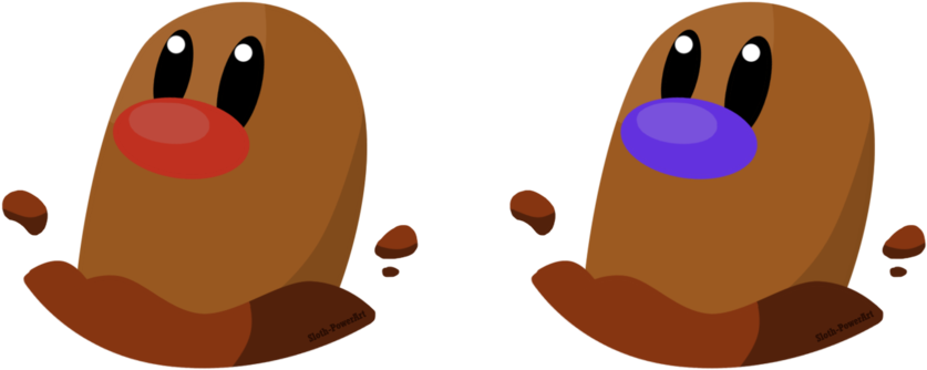 Diglett Normal And Shiny By Sloth-power - Diglett Shiny Vs Diglett Normal (900x362)
