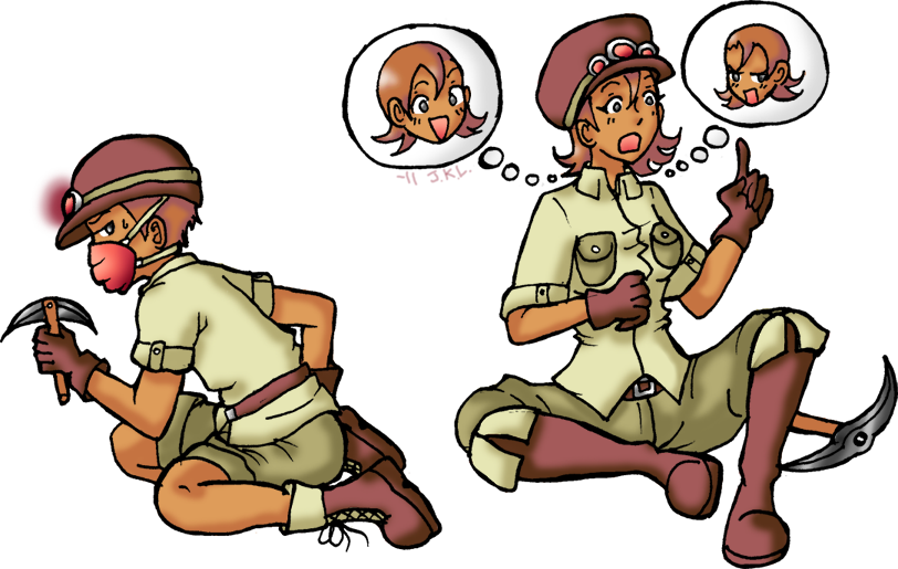 Pokemon Gijinka 050-051 By Akumabaka - Dugtrio Gijinka (812x515)