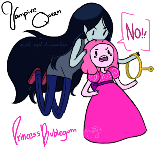 Malengil 448 83 Marceline X Bubblegum By Malengil - Adventure Time Marceline X Bubblegum In Anime (677x639)