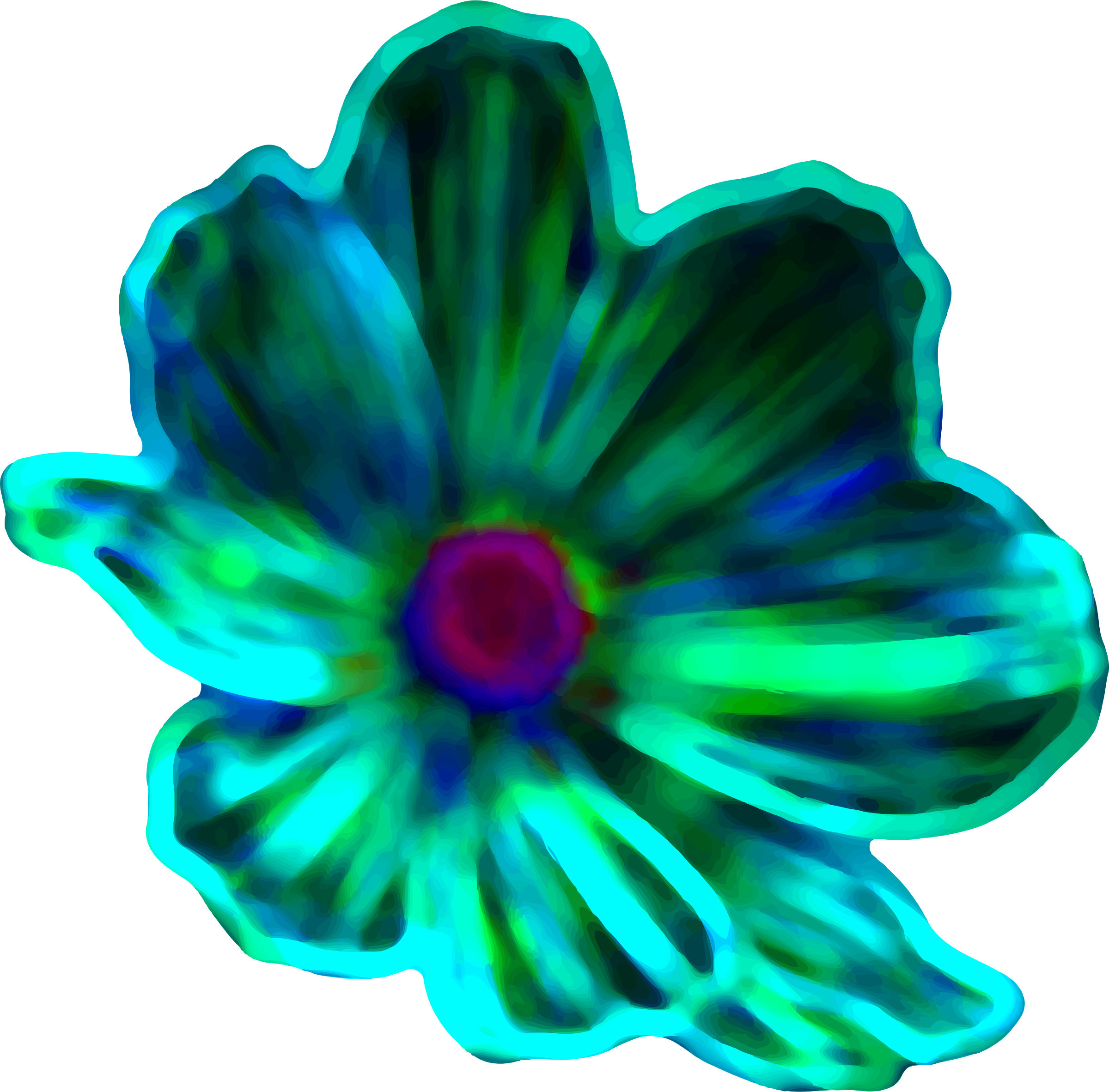 Clipart Neon Flower Colour 3 Rh Openclipart Org Yellow - Neon Flower Png (2400x2364)