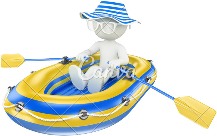 3d Child Paddling On An Boat - Inflatable Boat (800x514)
