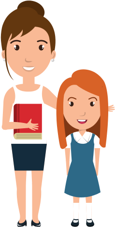 Girl Student With Teacher - Girl Student Character Cartoon (550x550)