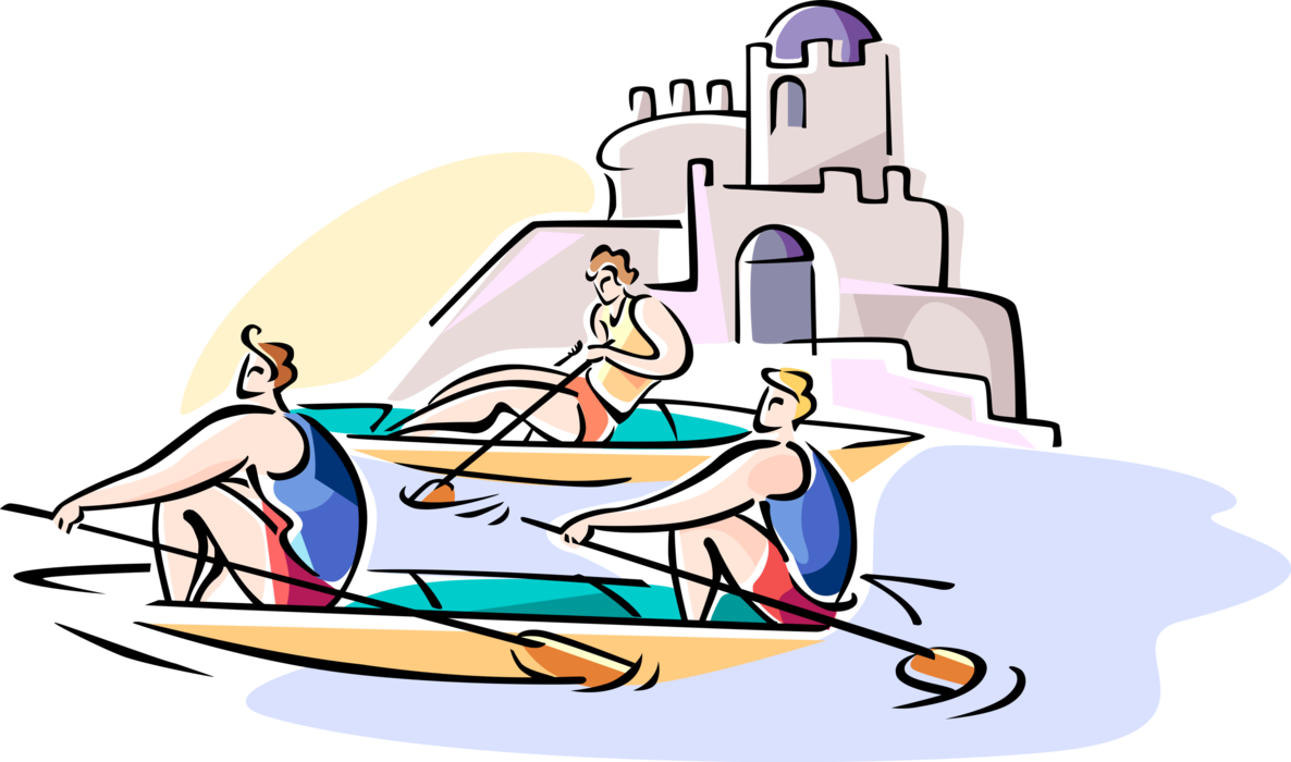 Vector Illustration Of Scullers Row Sculls In Competitive - Vector Illustration Of Scullers Row Sculls In Competitive (1186x700)