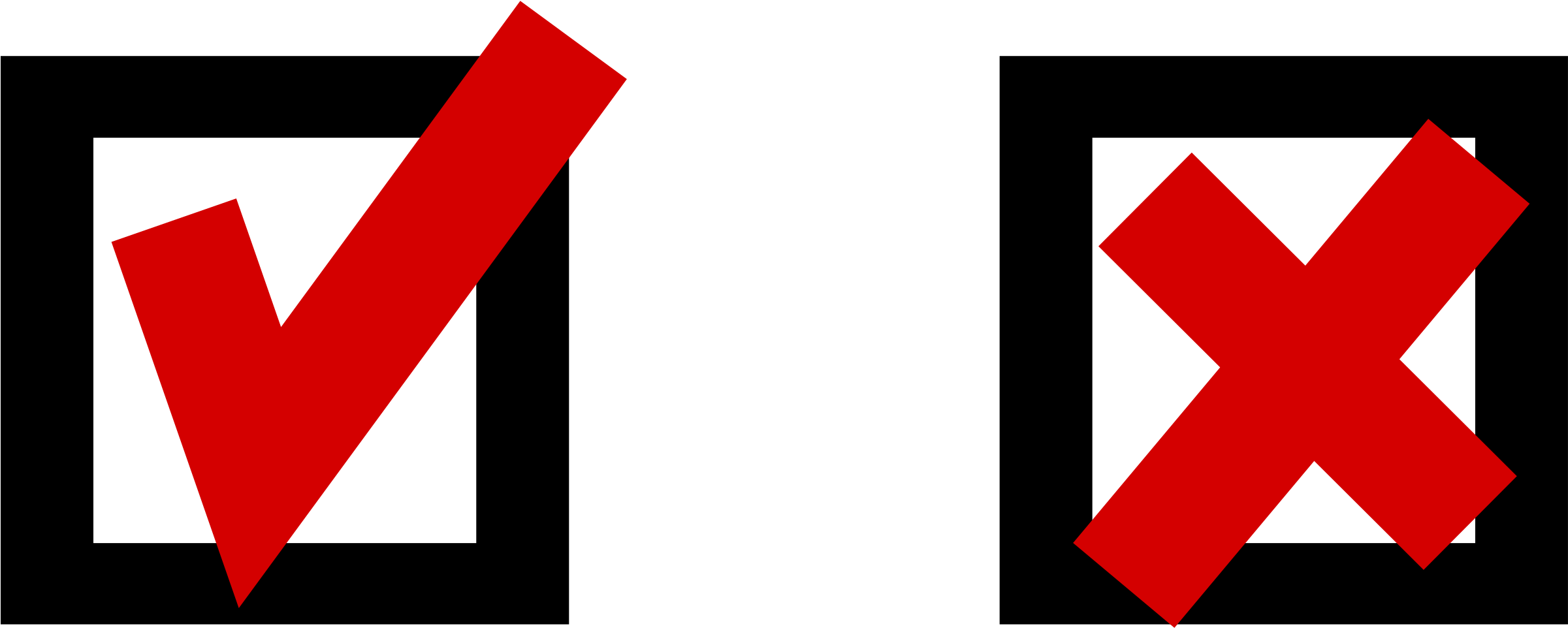 Check Sign And Cross Sign - Cross Sign (2400x1038)