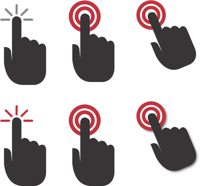 Hand Click Click Here Finger Touch Click Icon - 広告 クリック (782x720)