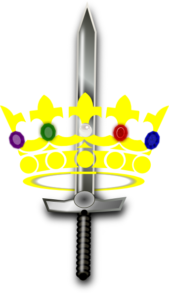 Jeweled Crown With Sword Clip Art - Crown And Sword Clipart (342x594)