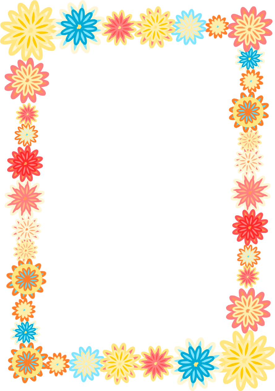 Free Digital Scrapbooking Flower Frames Colorful Flower - Colorful Flower Border Png (889x1262)