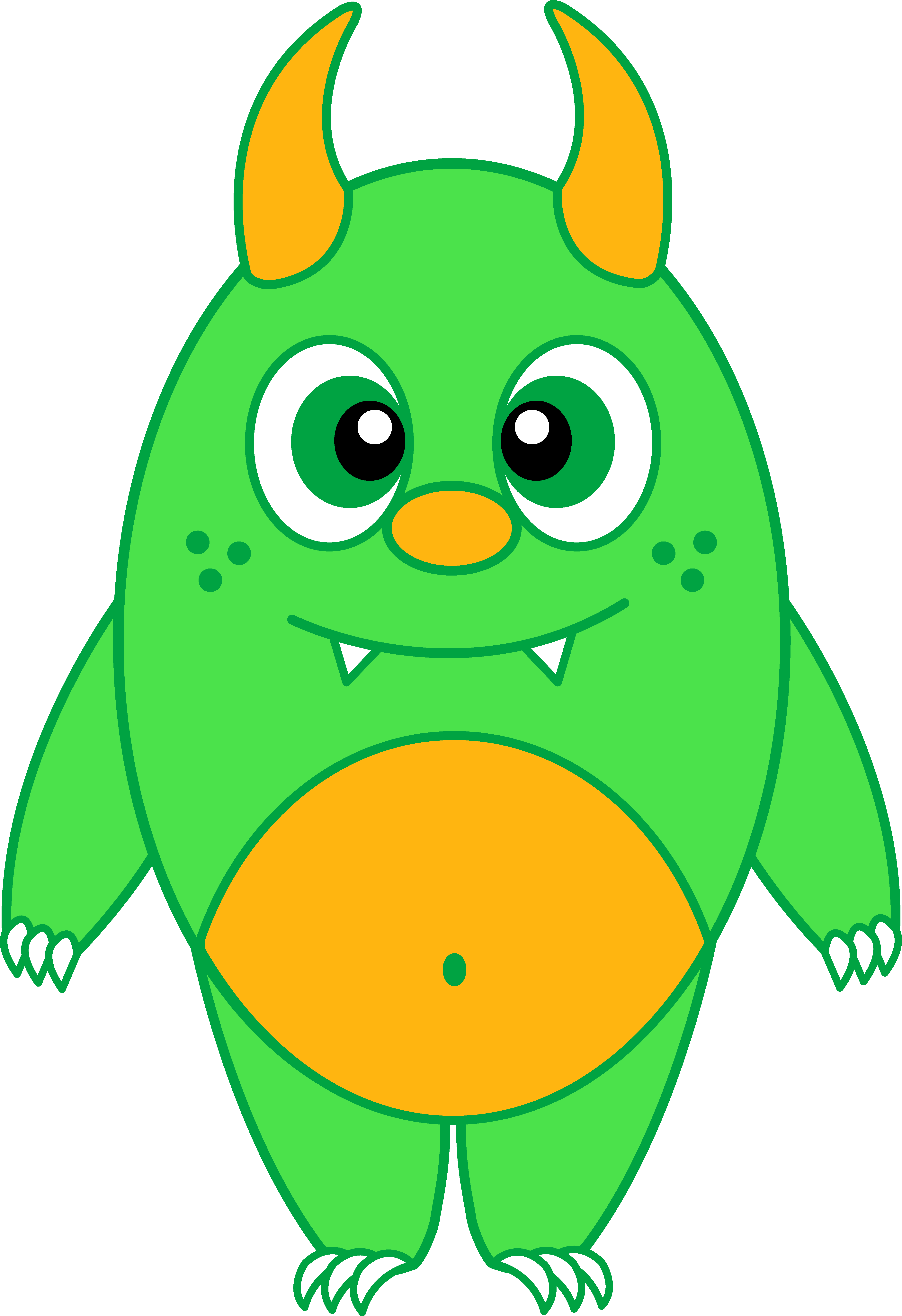 Cartoon Monsters Clipart - Green Eyed Monster Clipart (4611x6727)