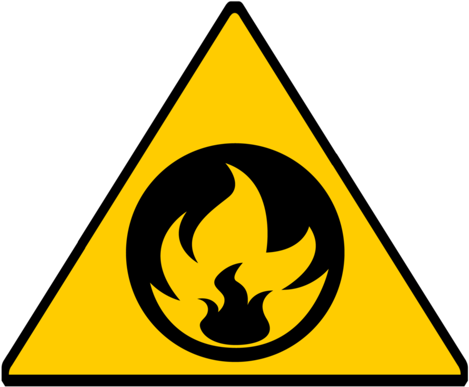 Fire Warning Signs - Catches Fire Easily Symbol (974x820)