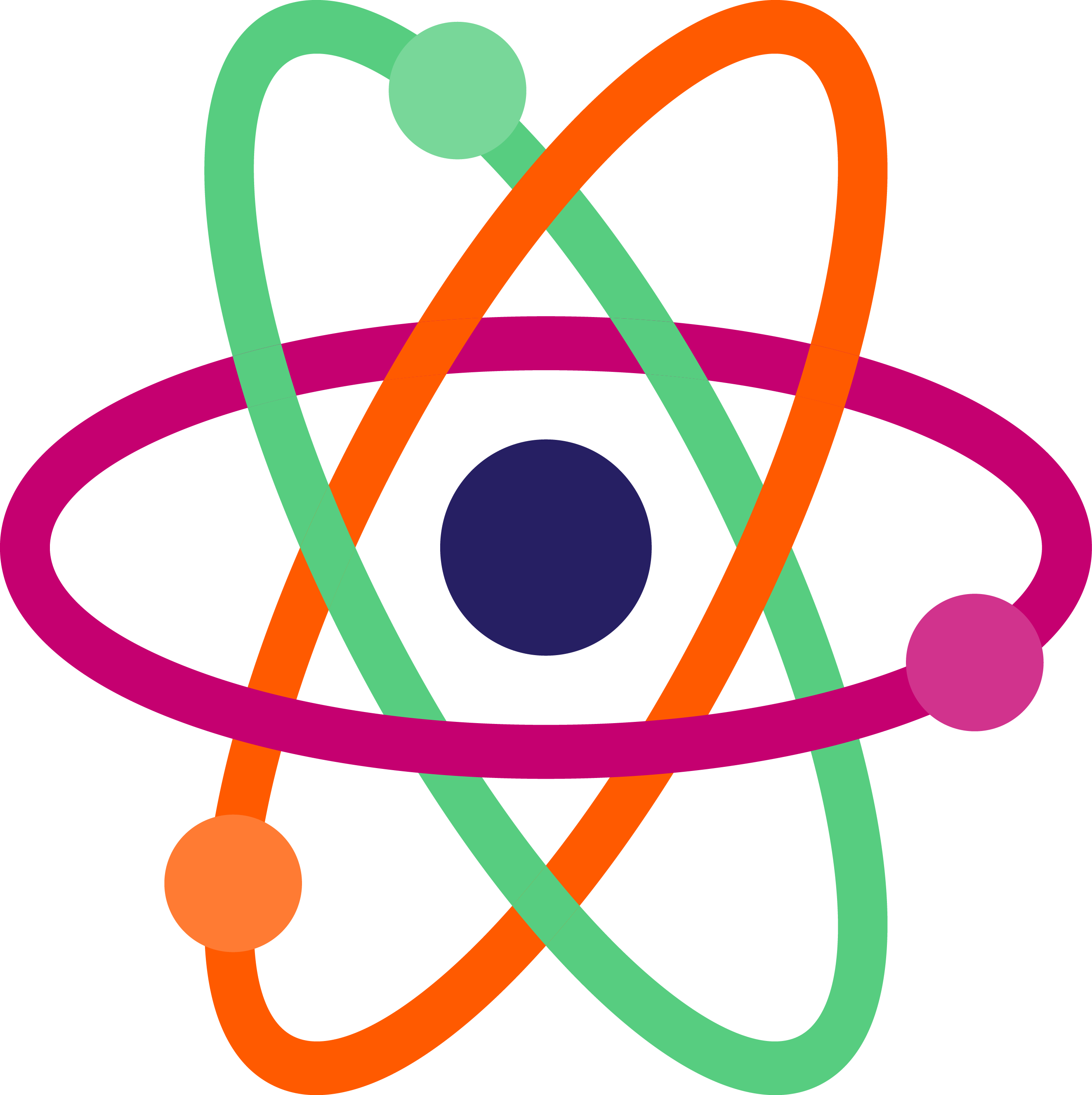 Free Atom Clipart - Colourful Atoms (2647x2656)