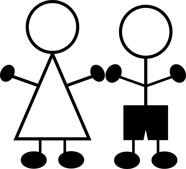 Stick Figures Girl N Boy Clip Art - Stick Girl Clipart (600x546)