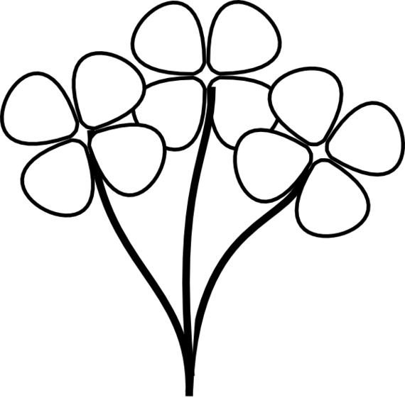 Flower Stem Clip Art Black And White Clipart - Flowers Clipart Black And White (570x564)