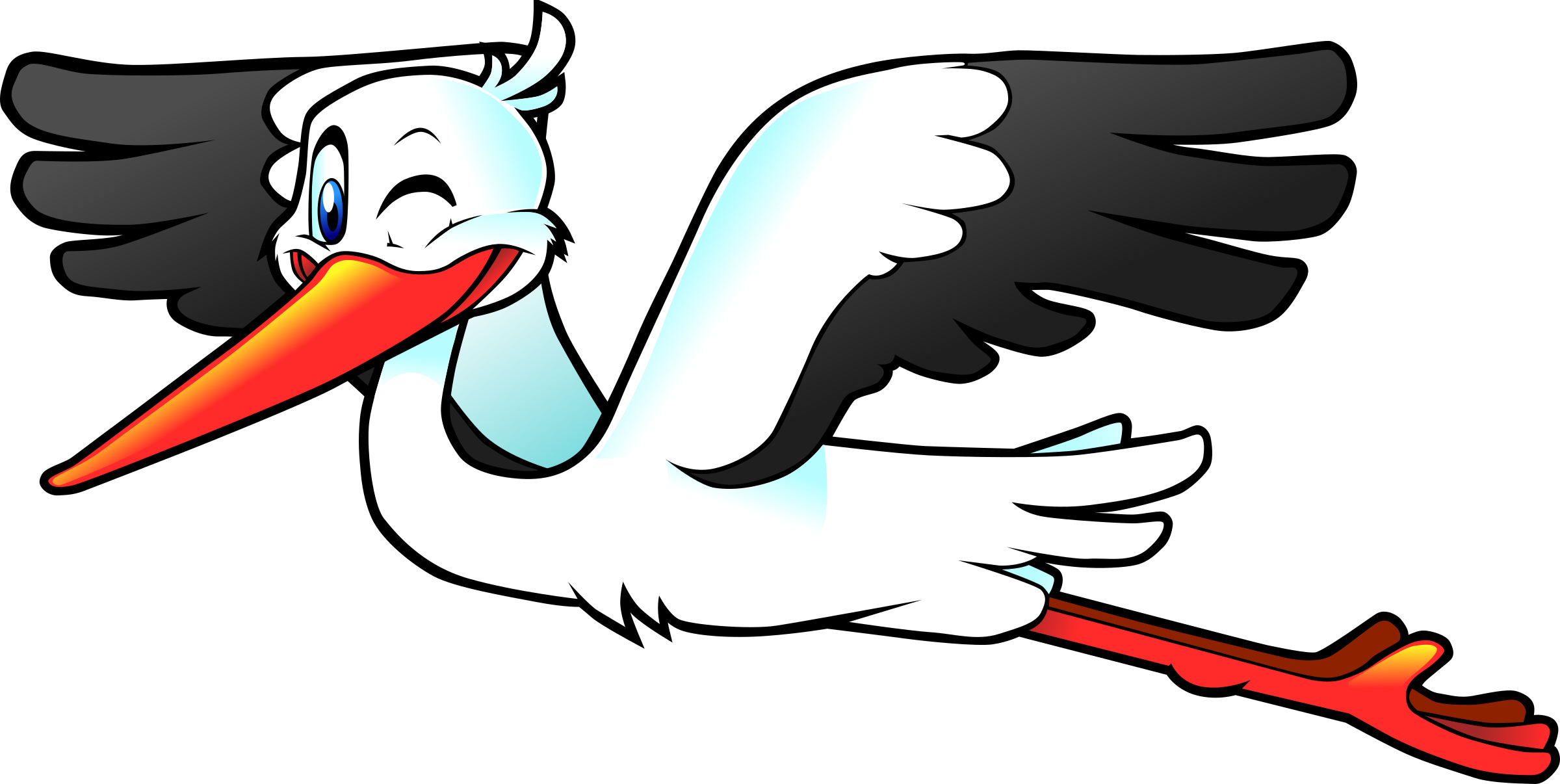 Clipart Stork - Stork Png (2400x1206)