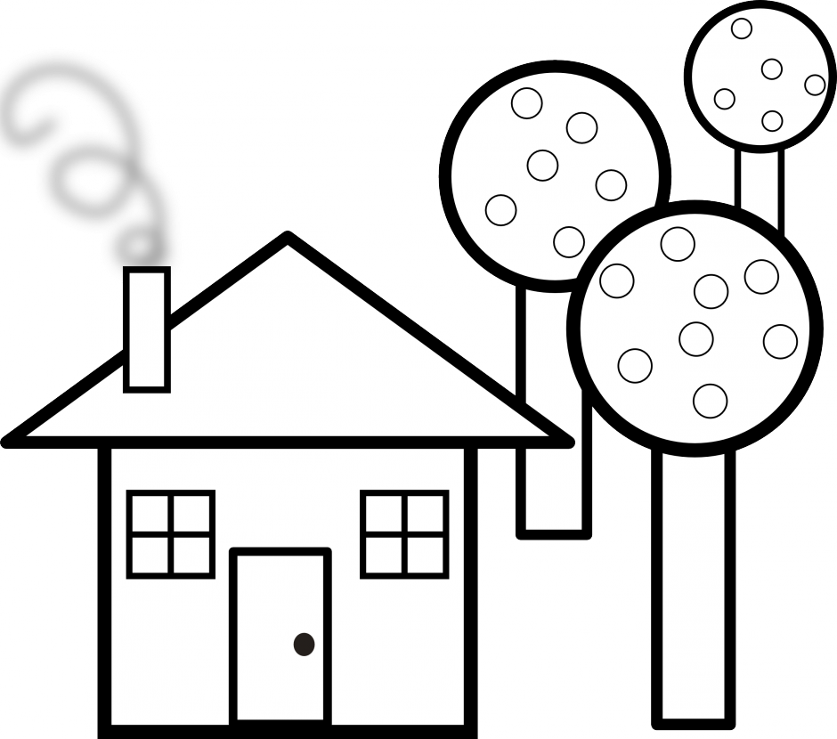 White House Coloring Page Printable Free Coloring Pages - Shapes House Black And White (940x830)
