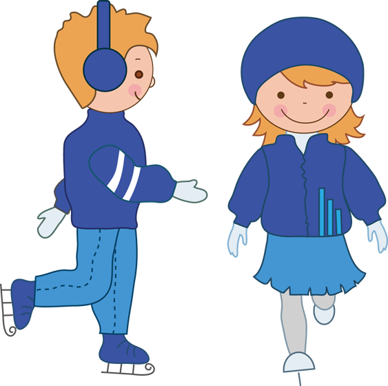 Boy And Girl Ice Skating Clipart - Skating Clipart Png (563x560)