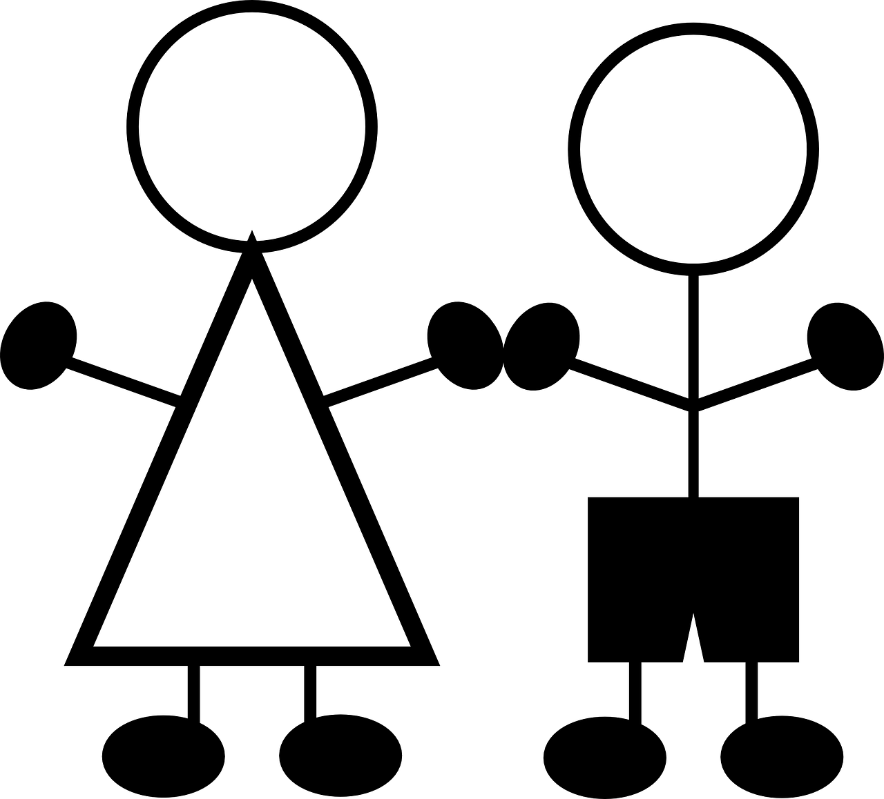 Stick figure. Графическое изображение мальчика и девочки. 2 Человечка рисунок. Мальчик и девочка из фигур. Графические фигурки детей.