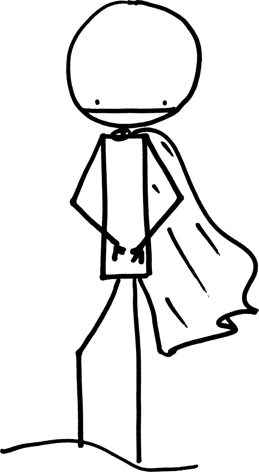 Stick Man With Cape - Stick Figure With Cape (903x1645)
