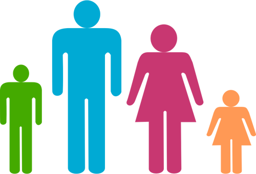 Multi Colored Family Clip Art Public Domain Vectors - Man And Woman Shower Curtain (500x340)