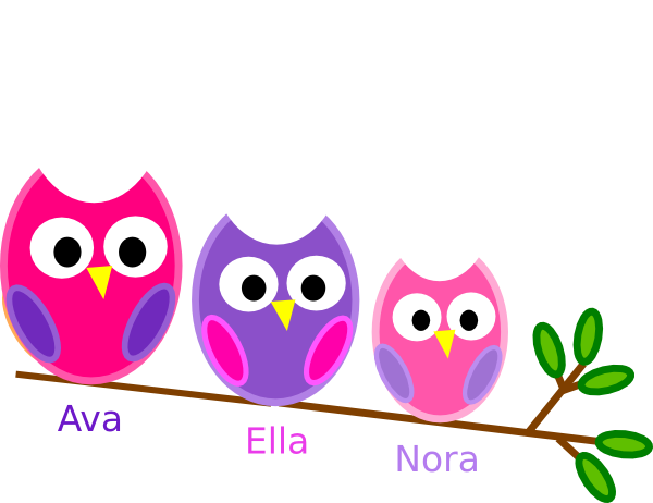 Sister Owls Clip Art - Today Happy 1 Birthday (600x462)