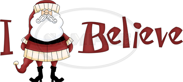Santa Word Art - Believe Clipart (600x271)