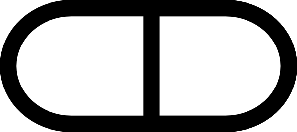 White Pill Black Outline Clip Art - Pill White Png (600x267)