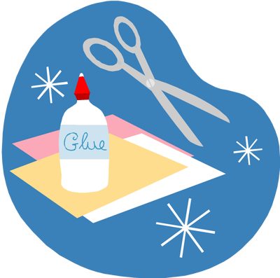 New Card Making Workshops - Scissors Glue Clip Art (400x397)