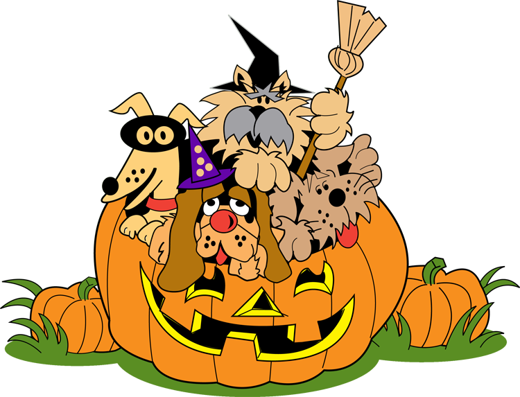 Free Cute Halloween Clipart - Halloween Transparent Clipart Animals (750x573)