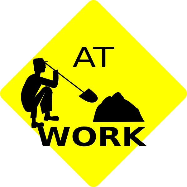 Men At Work Black & Yellow Sign Clip Art At Clker - Yellow And Black Men At Work Sign (600x600)