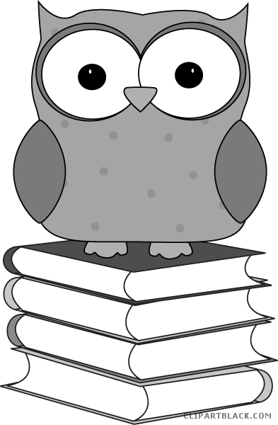 Owl With Book Animal Free Black White Clipart Images - Owl Activities For School (393x600)