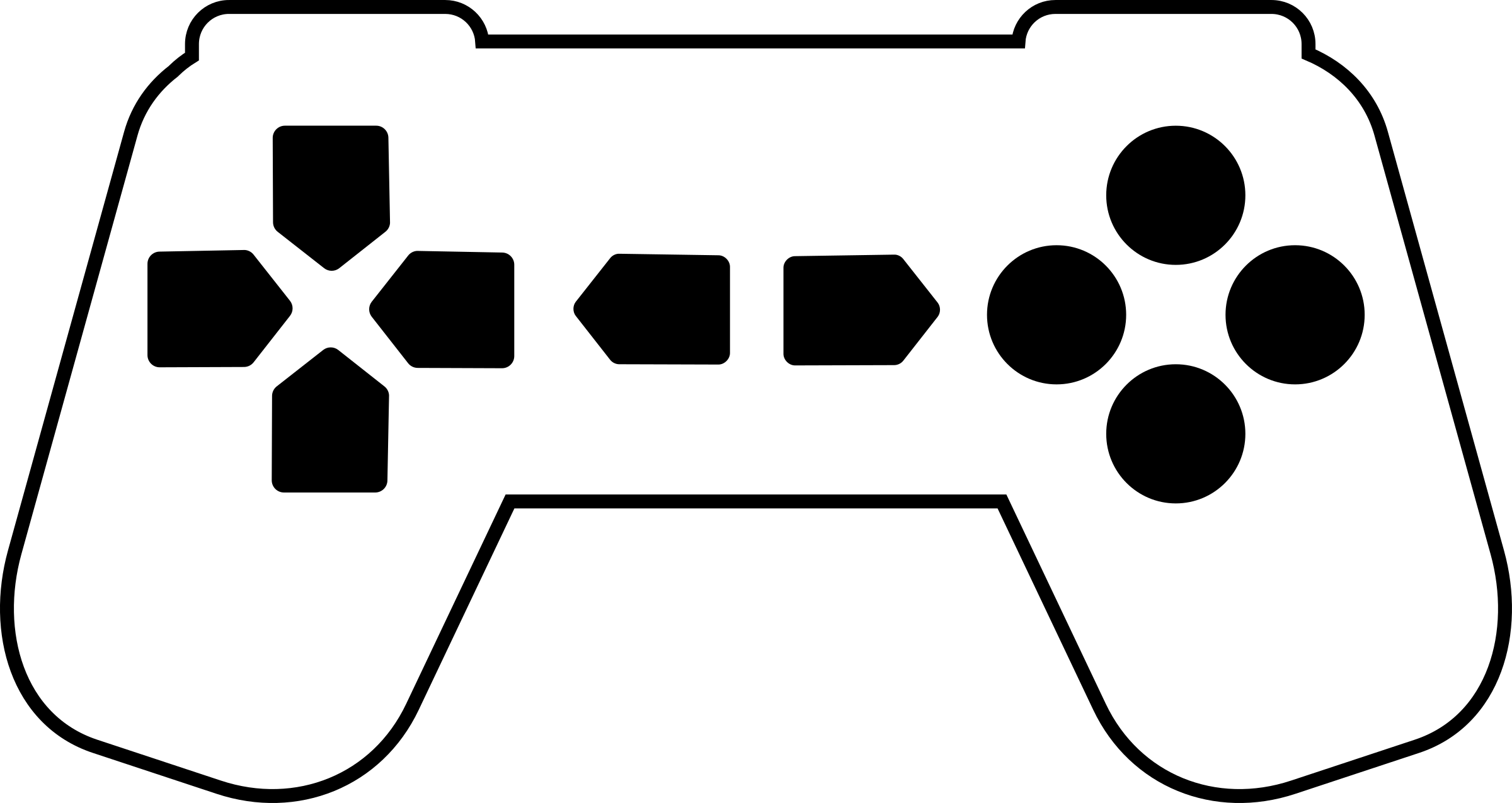 Controller Clipart Black And White - Game Controller Black And White (2400x1275)