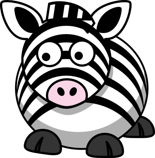 Zebra Left Clip Art - Fat Cartoon Animals (588x598)
