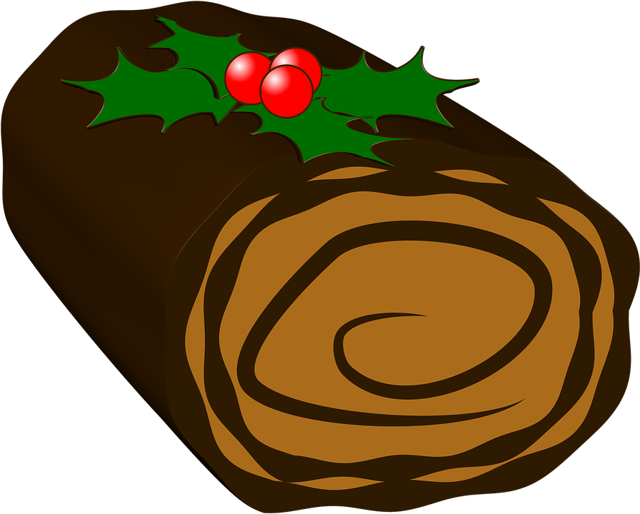 Yule Log Cake Christmas Yule Log Chocolate - Buche De Noel Clipart (896x720)
