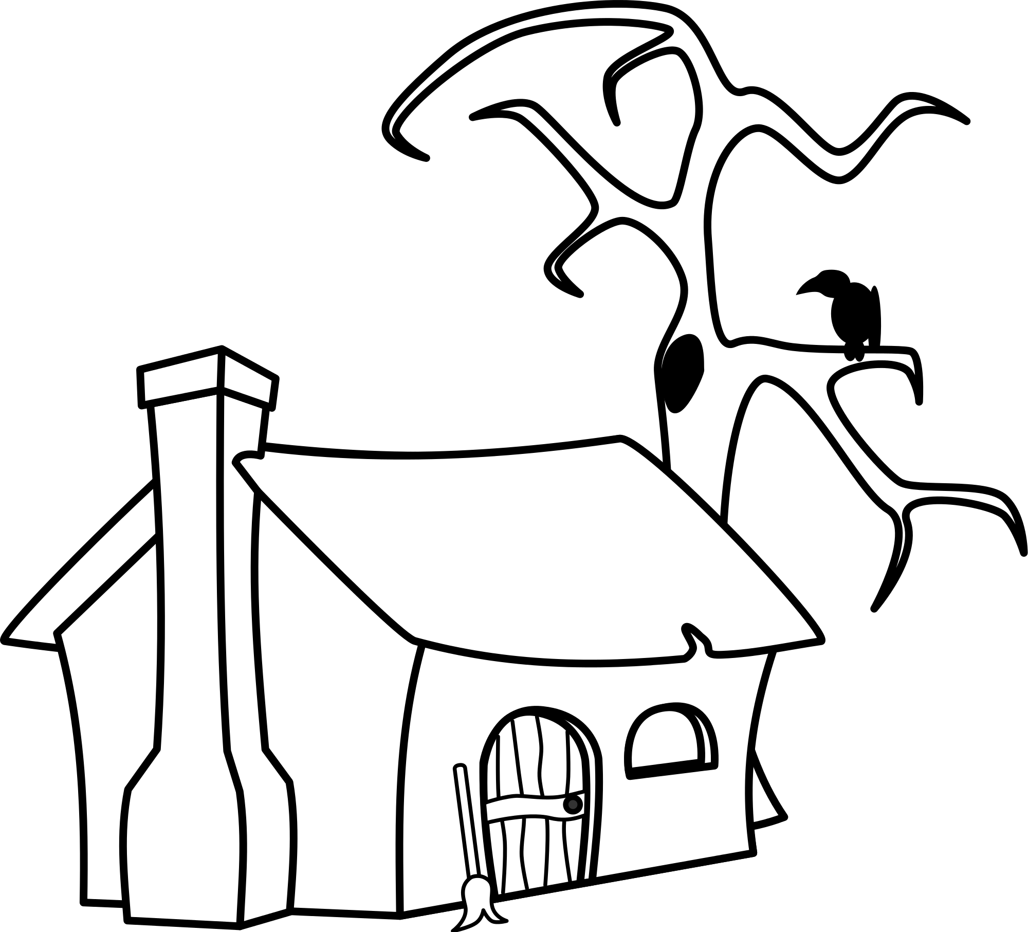 Log - Clip - Art - Stone Cottage Black And White (2000x1813)