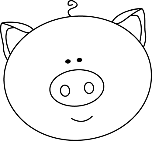 Black And White Pig Face Clip Art - Circle (500x465)