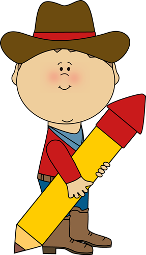 Cowboy With A Pencil - School Cowboy Clipart (287x500)
