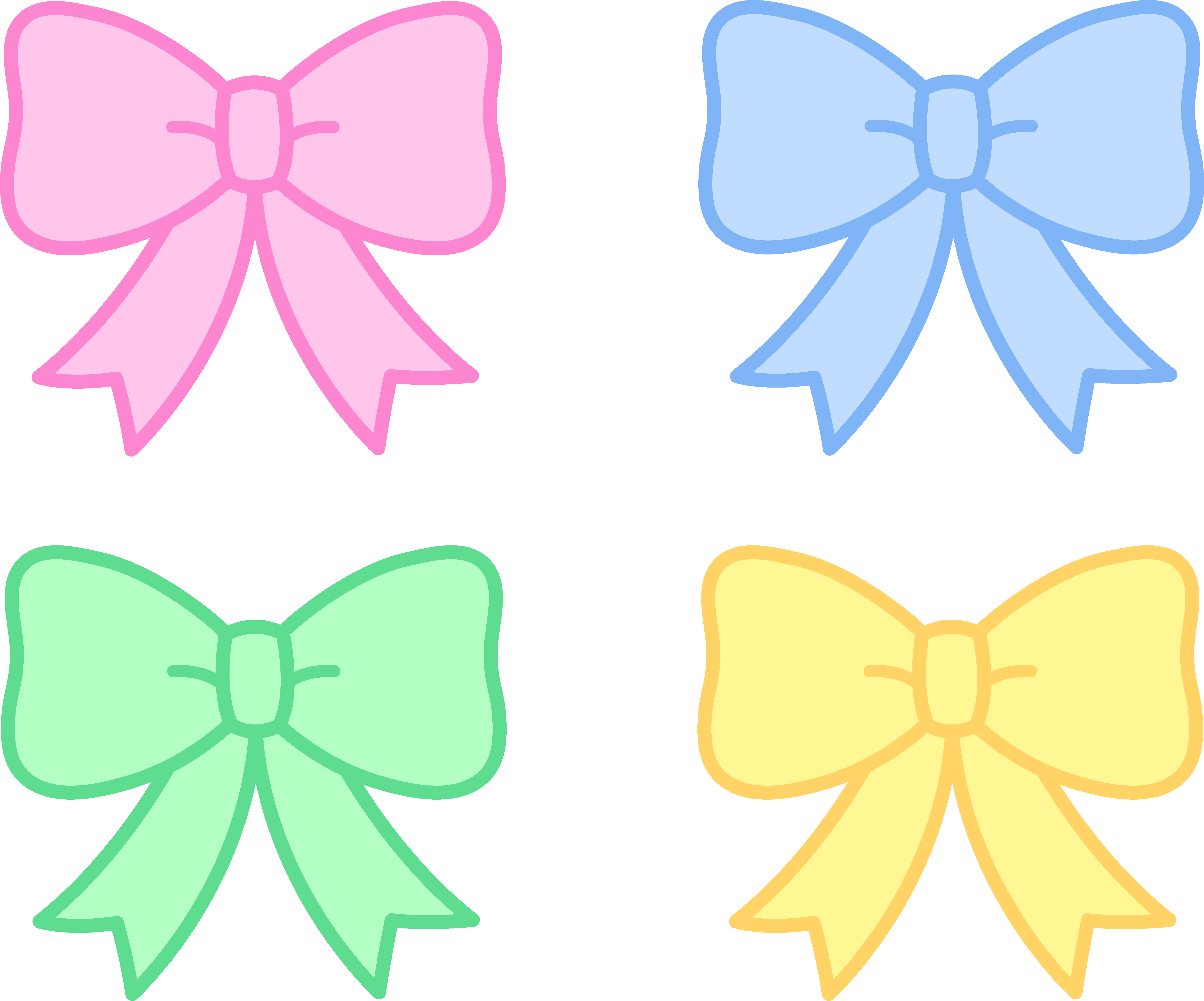 Cute Pastel Holiday Bows - Cute Ribbon Clip Art (5345x4445)
