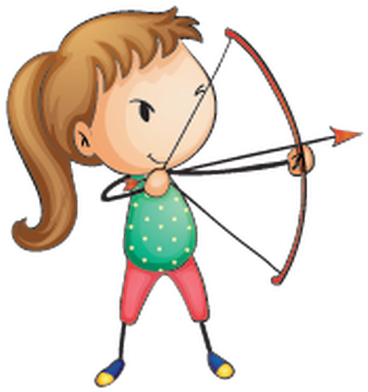 Kids Engaging In Different Sports - Cartoon Image Archery (369x399)