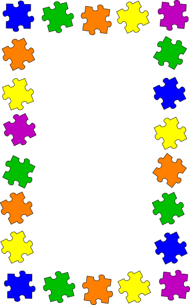 Puzzle Children Border - Puzzle Border Clipart (372x596)