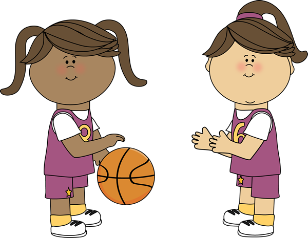 Girl Basketball Player Clipart - Girl Playing Basketball Clipart (600x465)