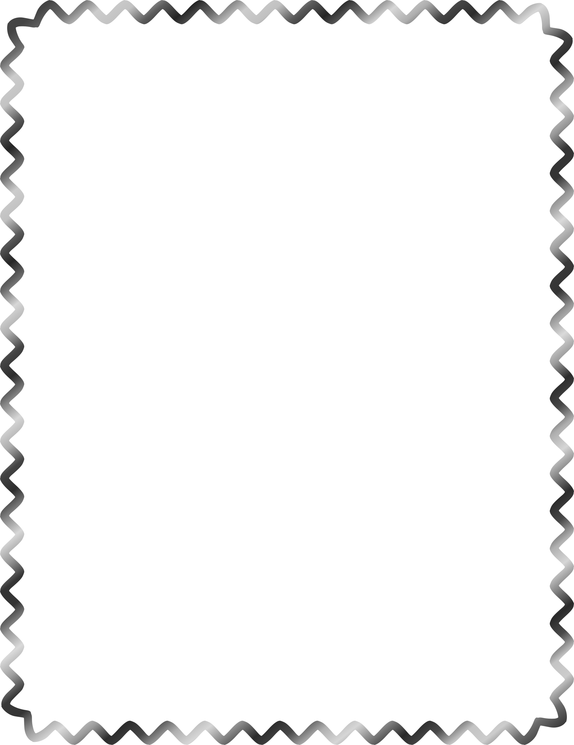 Sine Wave Border - Black And White Border (1850x2400)