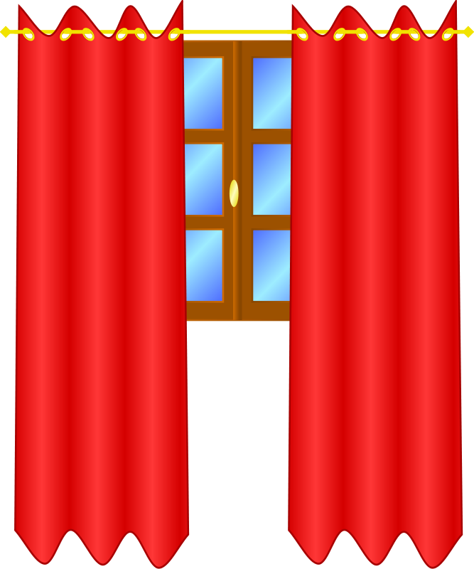 Window With Draperies Clip Art - Curtains Clip Art (626x750)