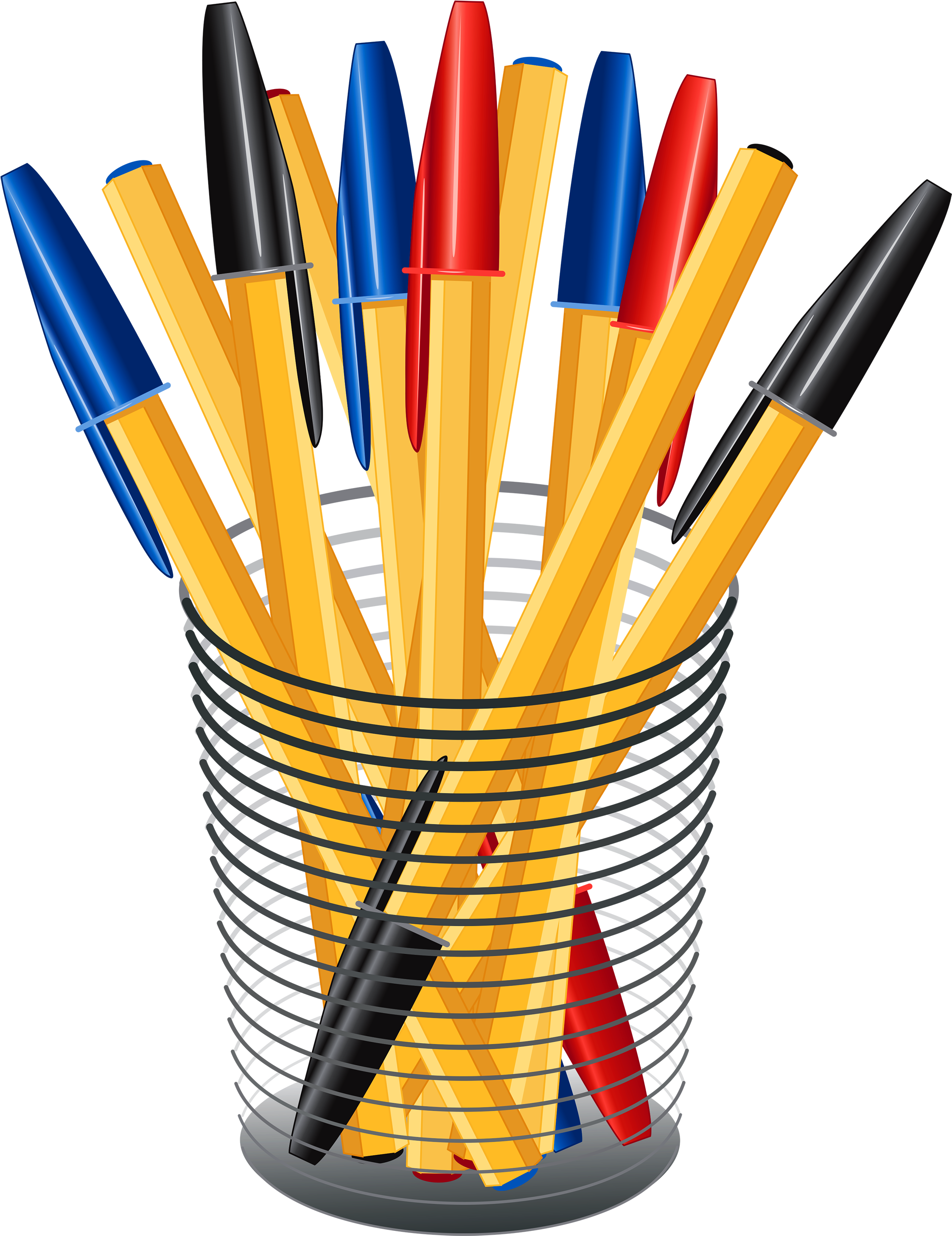 Metal Cup With Pens Png Clip Art - Pens Png (2313x3000)
