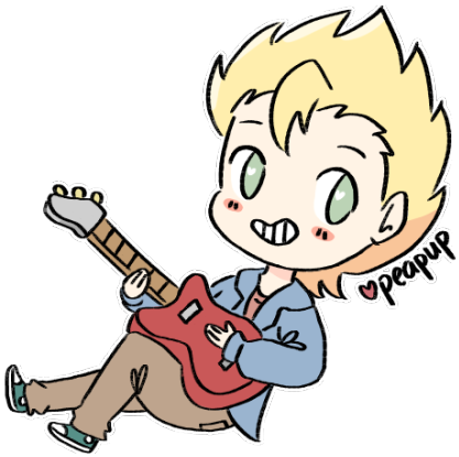 Electric Guitar Clipart - Chibi Boy With Guitar (500x455)