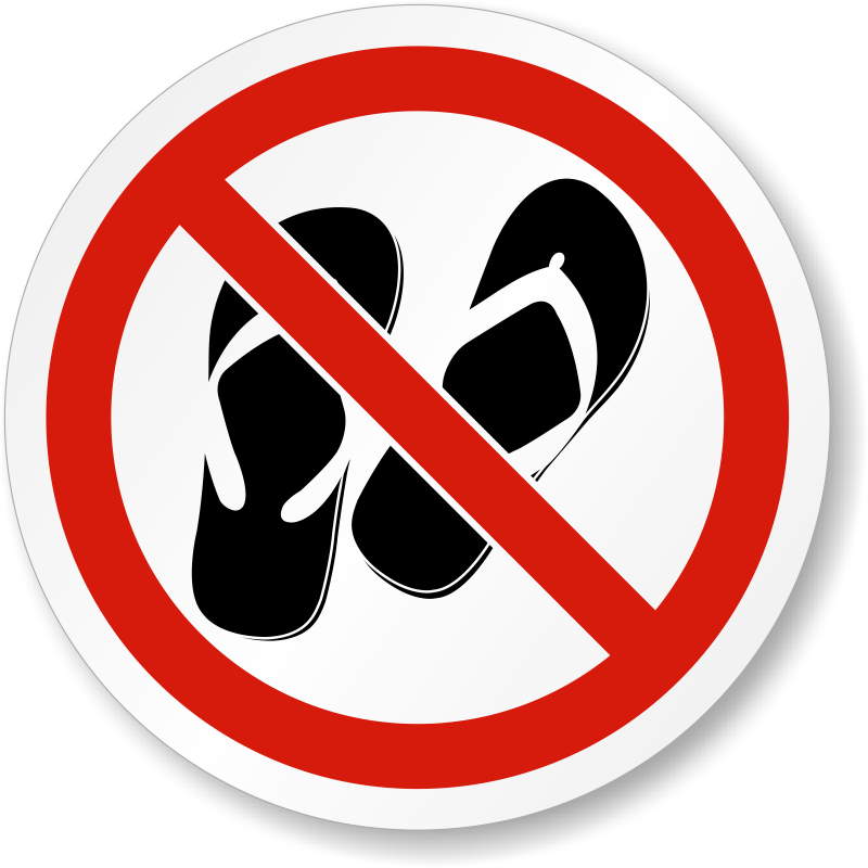 No Thongs Sandals Or Open Toed Footwear Iso Prohibition - Angel Tube Station (800x800)