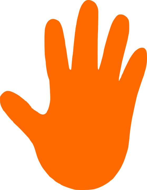 Hand Stop Support Left Hot Orange Grip Clean - Clipart Of Right Hand (993x1280)