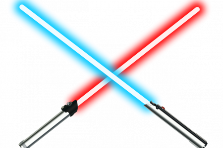 Star Clip Art Transparent Background - Red And Blue Lightsabers (450x300)