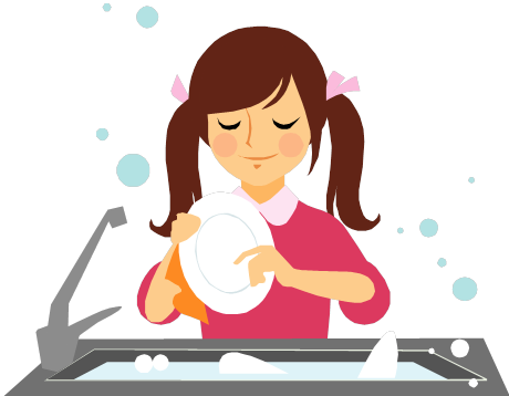 Clip Art Do The Dishes - Girl Washing Dishes Clipart (460x358)